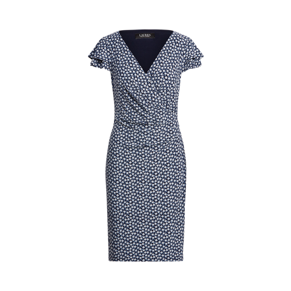 Navy/Cream/Cabana Floral Jersey Surplice Dress Lauren 2