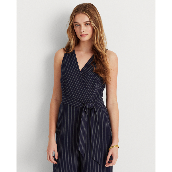 Lighthouse Navy/Ivory Pinstripe Wide-Leg Jumpsuit Lauren 4