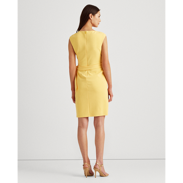 Beach Yellow Crepe Wrap-Style Dress Lauren 5