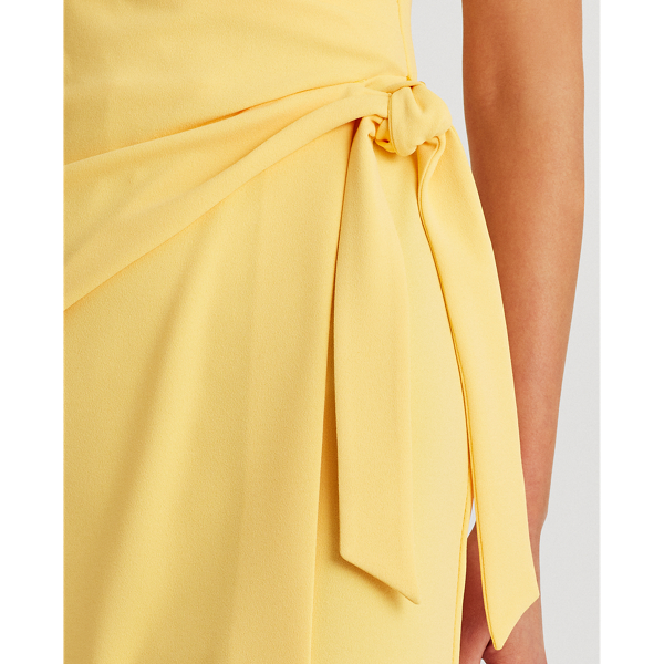 Beach Yellow Crepe Wrap-Style Dress Lauren 6