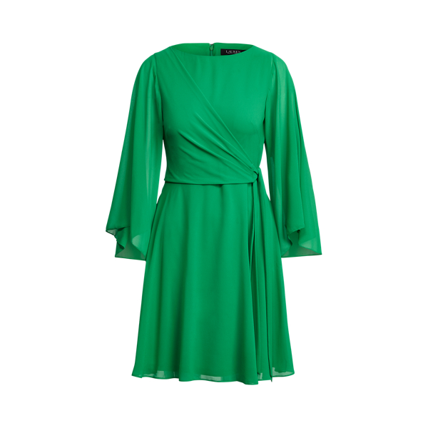 Kimono-Sleeve Georgette Dress