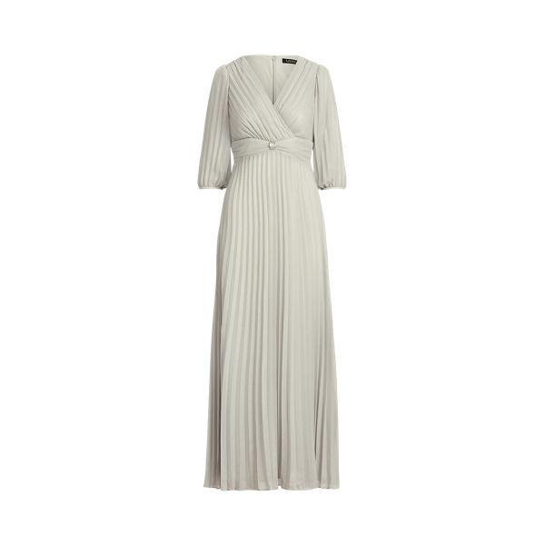 Pleated Metallic Georgette Gown Lauren em 1