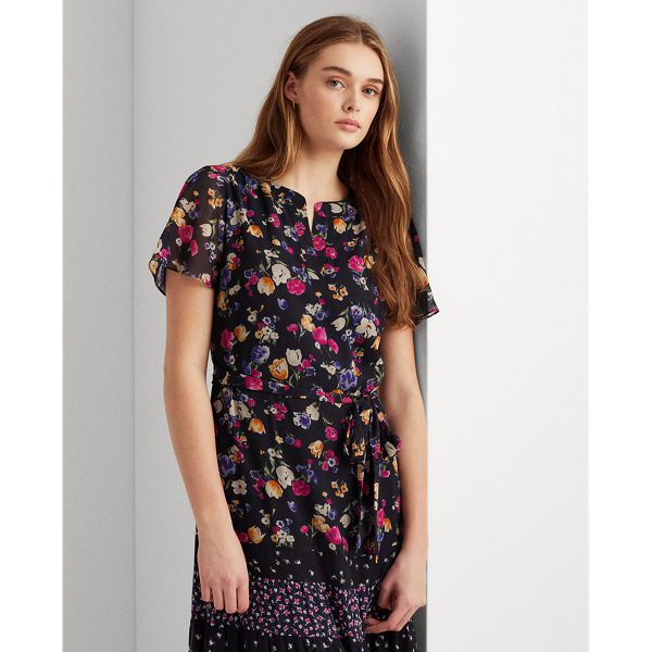 Navy/Pink/Multi Mixed Floral Georgette Maxidress Lauren 4