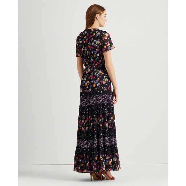 Navy/Pink/Multi Mixed Floral Georgette Maxidress Lauren 5