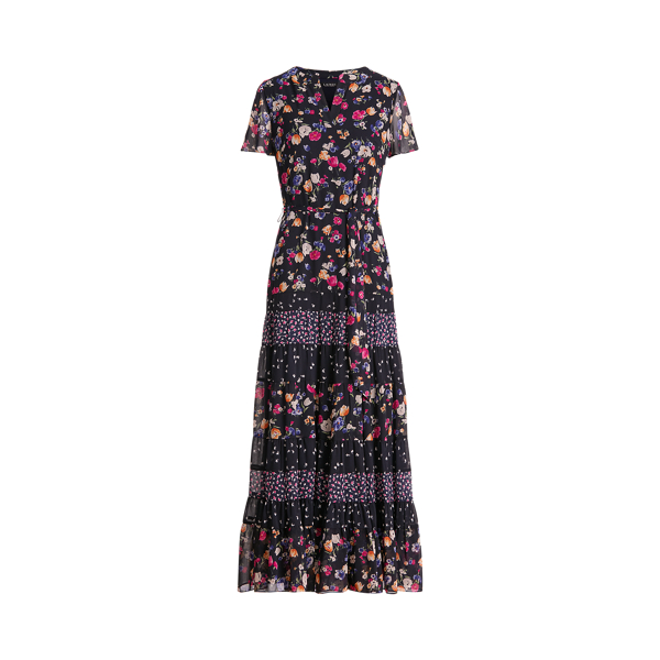 Navy/Pink/Multi Mixed Floral Georgette Maxidress Lauren 2