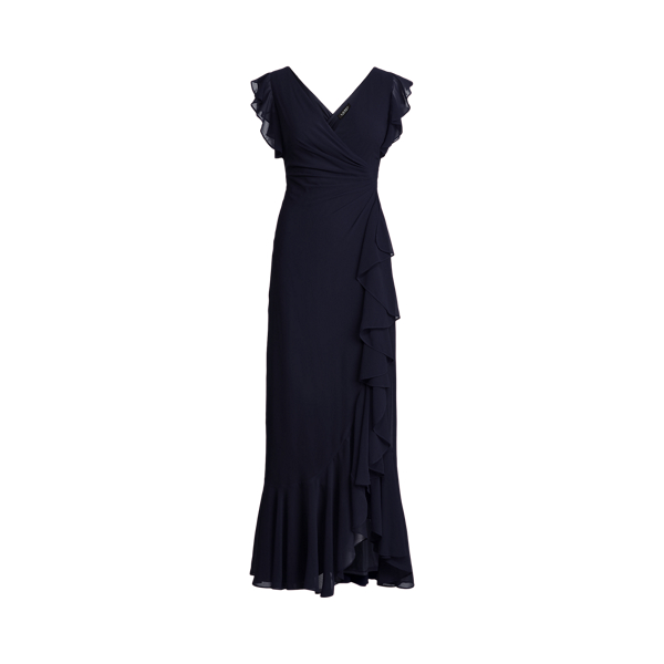 Ruffle-Trim Georgette Gown Lauren 1