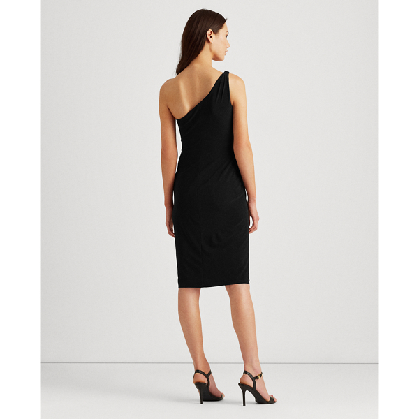 Black One-Shoulder Jersey Cocktail Dress Lauren 5
