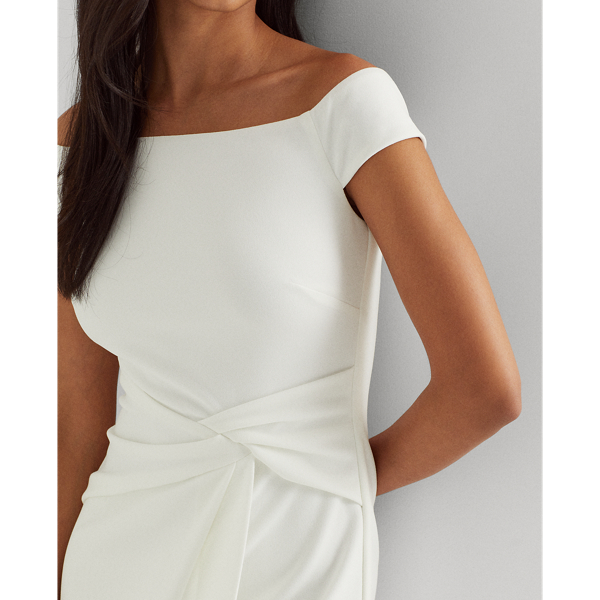 Cream Crepe Off-the-Shoulder Gown Lauren 6