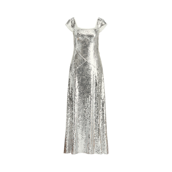 Liquid Silver Metallic Sequined Gown Lauren 2