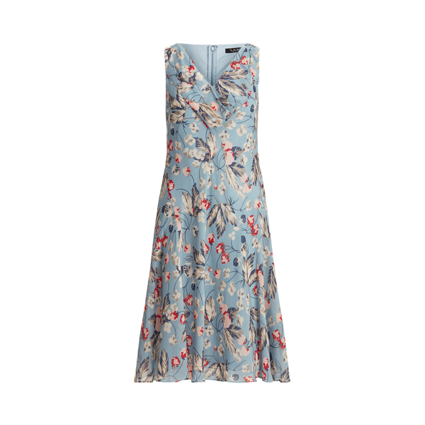 Vestido com corte direito floral georgette Lauren em 1