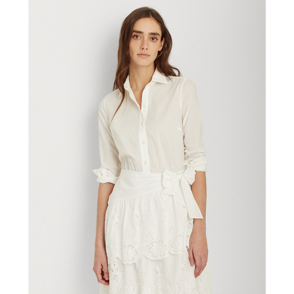 Lauren White Tiered Eyelet Cotton Shirtdress Lauren 4