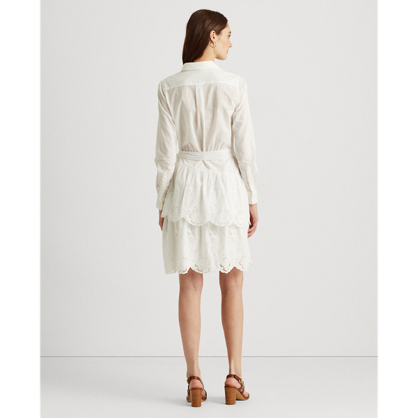 Lauren White Tiered Eyelet Cotton Shirtdress Lauren 5