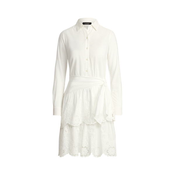 Lauren White Tiered Eyelet Cotton Shirtdress Lauren 2
