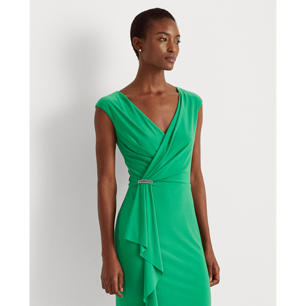 Stem Ruffle-Trim Jersey Cocktail Dress Lauren 4