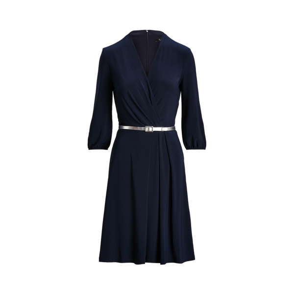 Belted Surplice Jersey Dress Lauren em 1