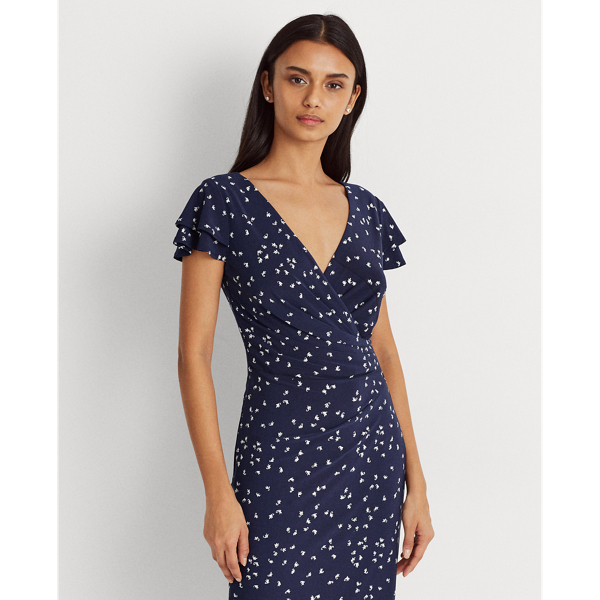 Lighthouse Navy/Colonial Print Jersey Surplice Dress Lauren 4