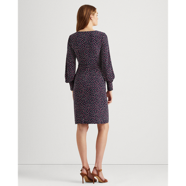 Navy/Pink/Multi Floral Surplice Jersey Dress Lauren 5