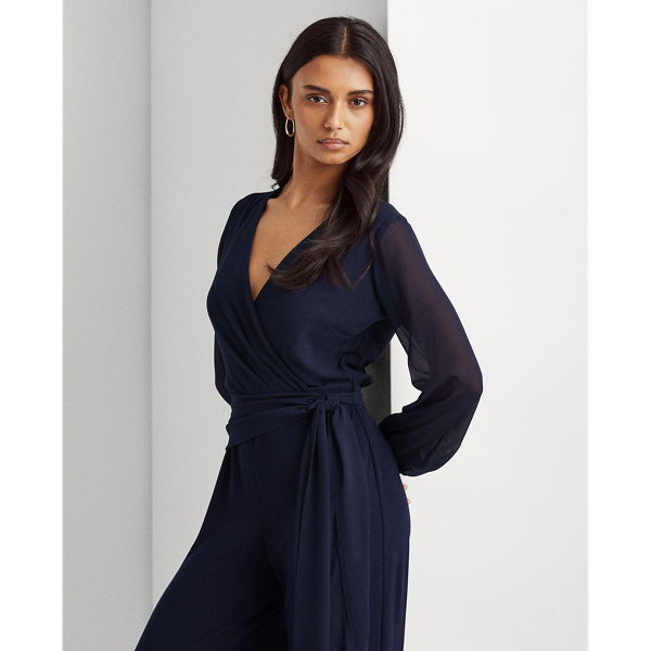 Lighthouse Navy Jersey Long-Sleeve Jumpsuit Lauren 3