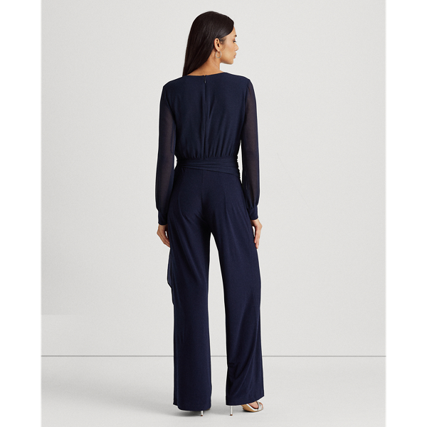 Lighthouse Navy Jersey Long-Sleeve Jumpsuit Lauren 4