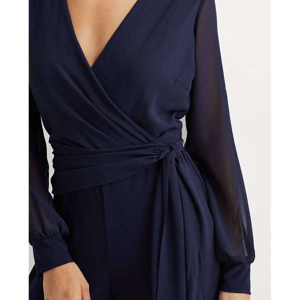 Lighthouse Navy Jersey Long-Sleeve Jumpsuit Lauren 5