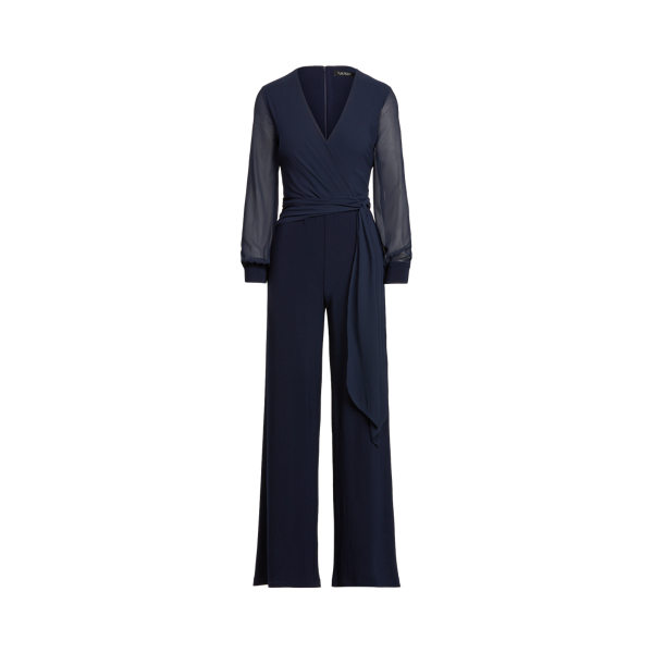 Lighthouse Navy Jersey Long-Sleeve Jumpsuit Lauren 2