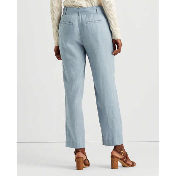 Dust Blue Belted Linen Trouser Lauren 5
