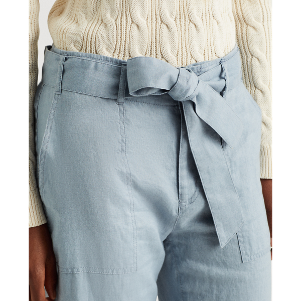Dust Blue Belted Linen Trouser Lauren 6