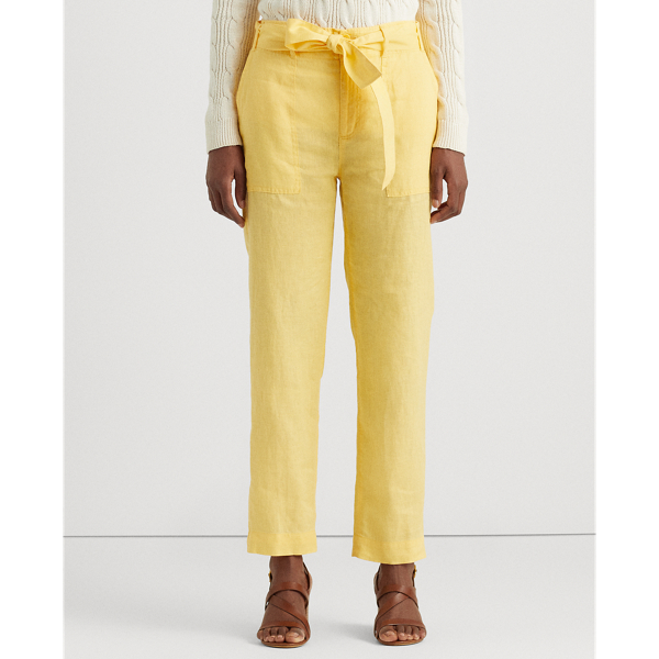 Beach Yellow Belted Linen Trouser Lauren 4