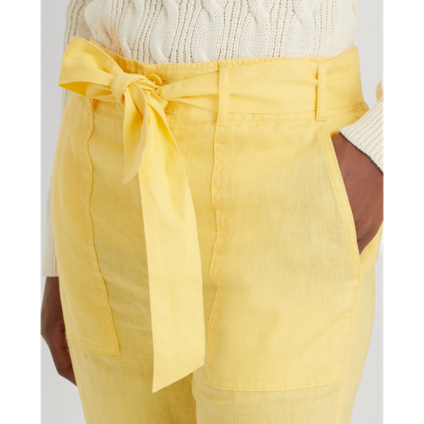 Beach Yellow Belted Linen Trouser Lauren 6