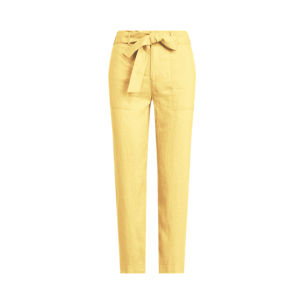 Beach Yellow Belted Linen Trouser Lauren 2
