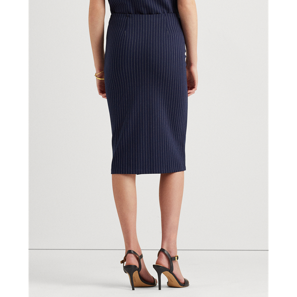 Refined Navy/Pale Cream Pinstripe Knit Ponte Skirt Lauren 5