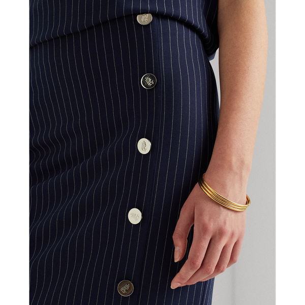 Refined Navy/Pale Cream Pinstripe Knit Ponte Skirt Lauren 6