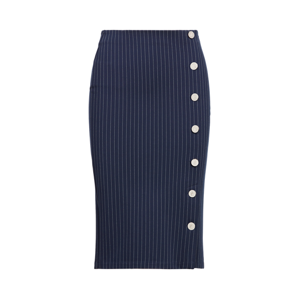 Refined Navy/Pale Cream Pinstripe Knit Ponte Skirt Lauren 2