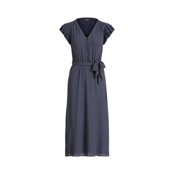 Refined Navy/Pale Cream Batik Georgette Dress Lauren 2