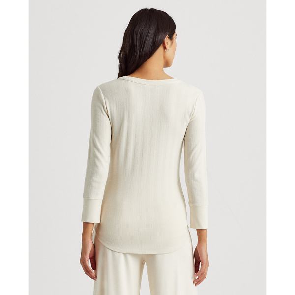 Mascarpone Cream Pointelle Henley Top Lauren 5