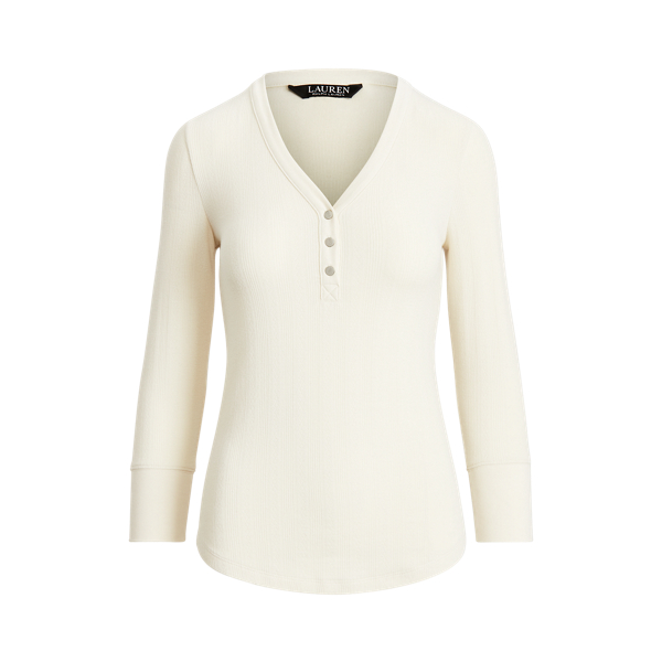 Mascarpone Cream Pointelle Henley Top Lauren 2