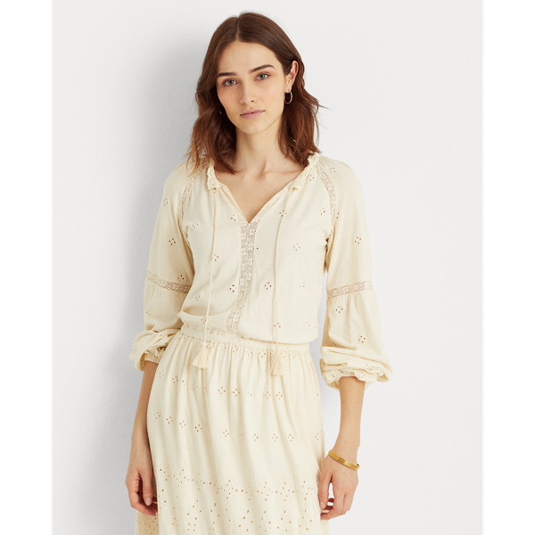 Mascarpone Cream Eyelet Jersey Dress Lauren 4