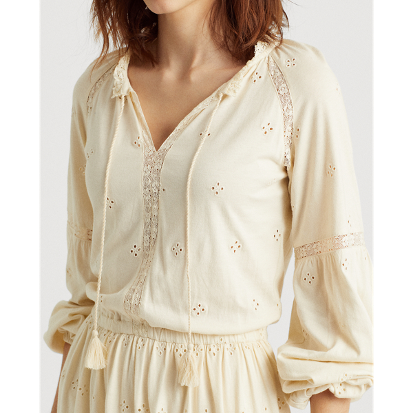 Mascarpone Cream Eyelet Jersey Dress Lauren 6