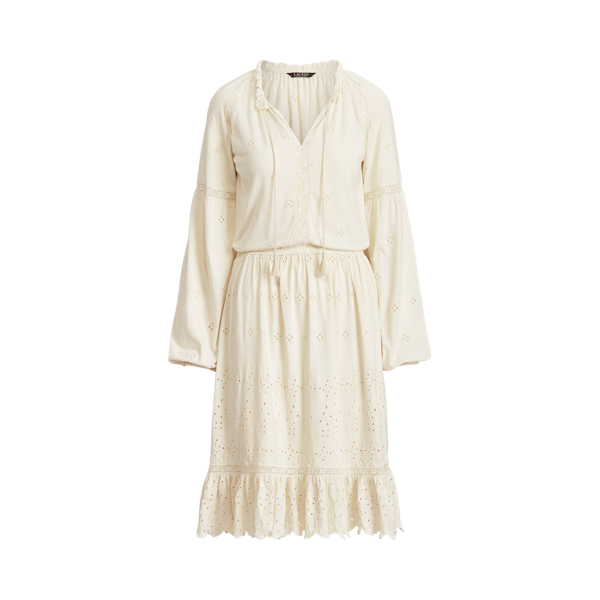 Mascarpone Cream Eyelet Jersey Dress Lauren 2