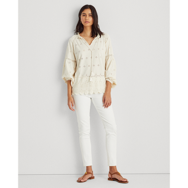 Mascarpone Cream Eyelet Jersey Tunic Lauren 4