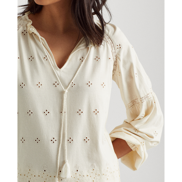 Mascarpone Cream Eyelet Jersey Tunic Lauren 6