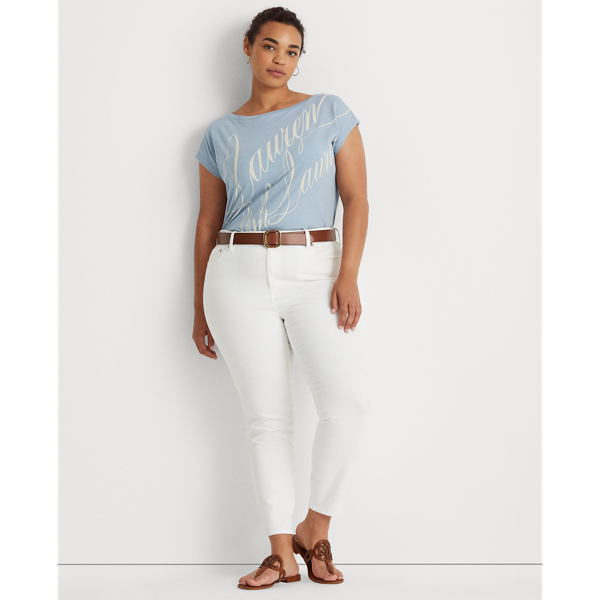 Dust Blue Logo Boatneck Tee Lauren Woman 4