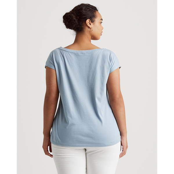 Dust Blue Logo Boatneck Tee Lauren Woman 5