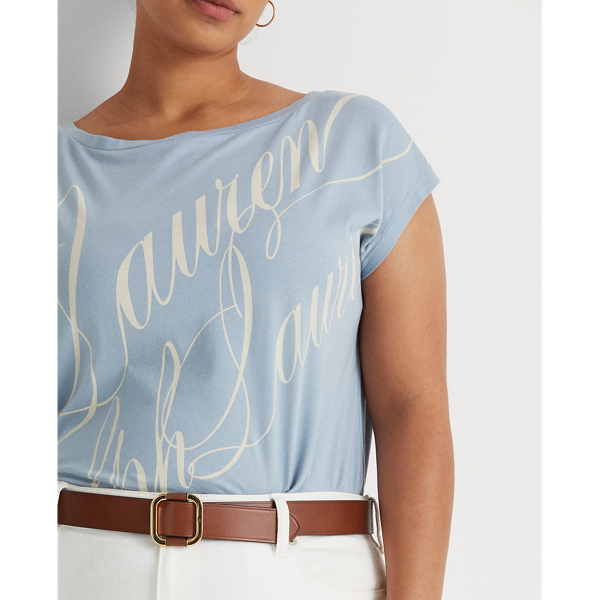Dust Blue Logo Boatneck Tee Lauren Woman 6
