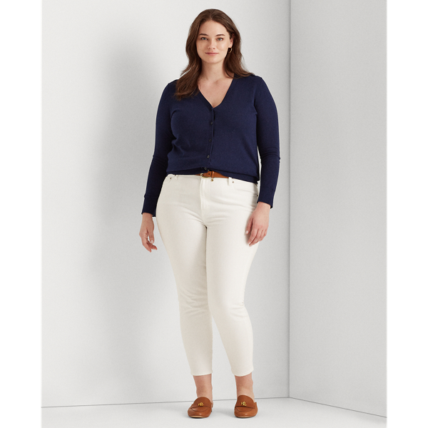 Refined Navy Cotton-Modal Cardigan Jumper Lauren Woman 4