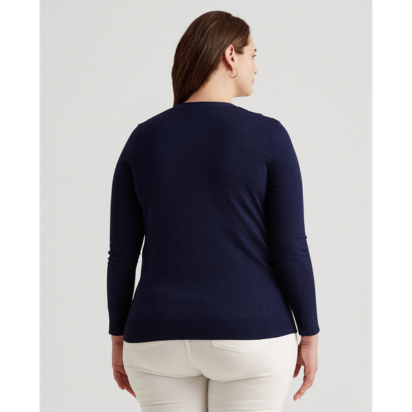 Refined Navy Cotton-Modal Cardigan Jumper Lauren Woman 5