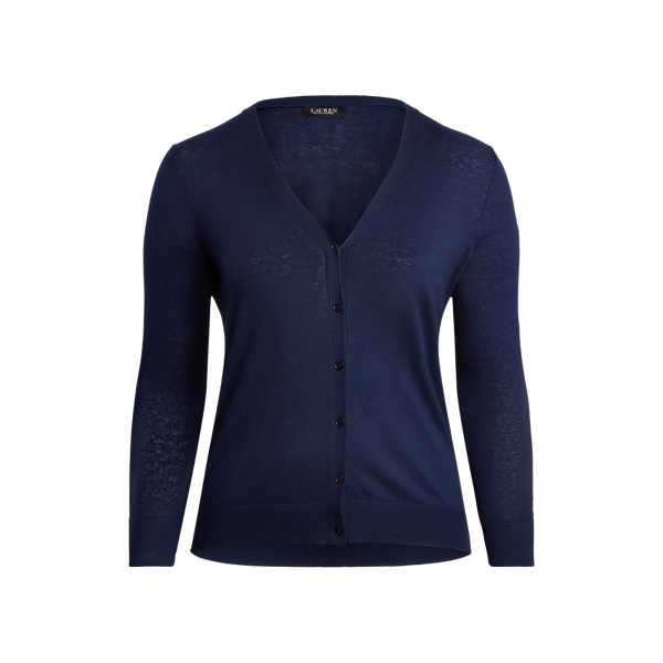 Refined Navy Cotton-Modal Cardigan Jumper Lauren Woman 2