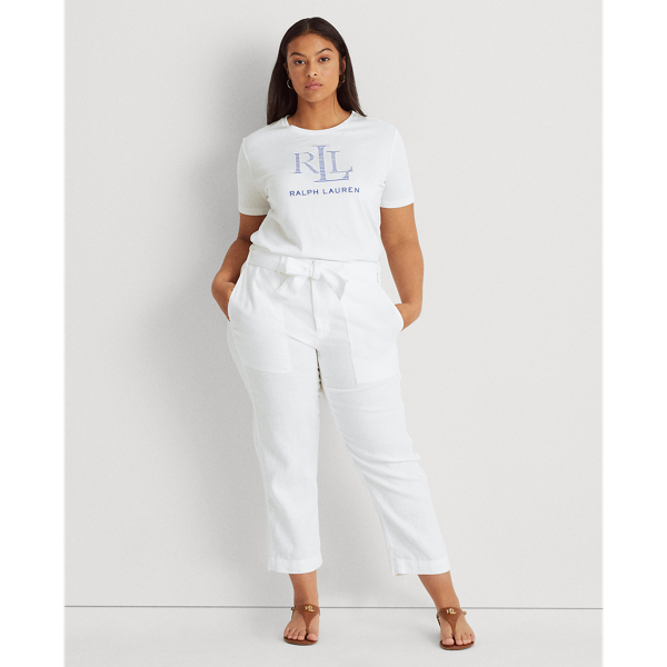 White Logo Cotton-Modal Tee Lauren Woman 4