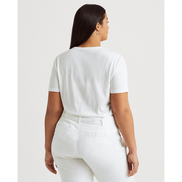 White Logo Cotton-Modal Tee Lauren Woman 5