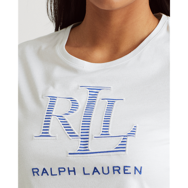 White Logo Cotton-Modal Tee Lauren Woman 6